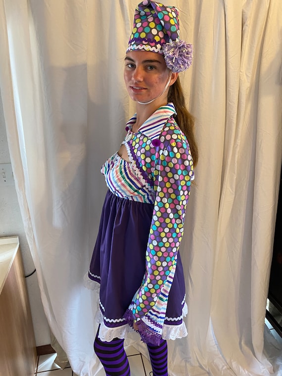 purple clown dress Fun Purple Polka Dot Circus Inspired Clown/mad Hatter/fantasy Costume