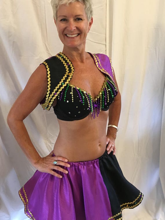 Mardi Gras Outfit-vest, Skirt, Petticoat, Bra and Hat All in Mardi