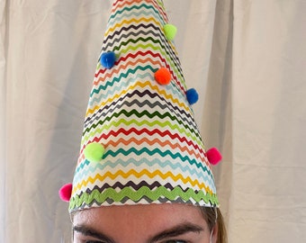Classic lined cone clown hat