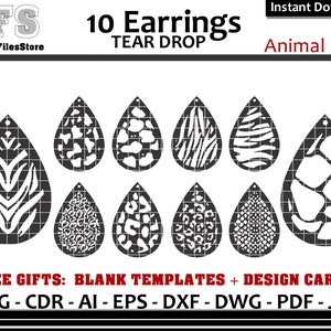 Earrings SVG Tear Drop Animals Prins Cut Files Gifts - Etsy