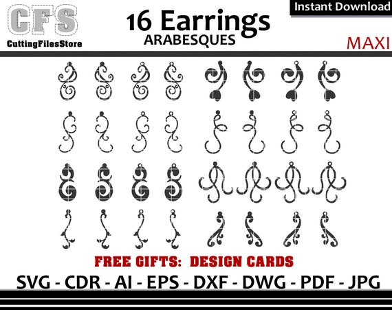 Download Free Maxi Earrings Svg Arabesques Cut Files Gifts Etsy SVG Cut Files