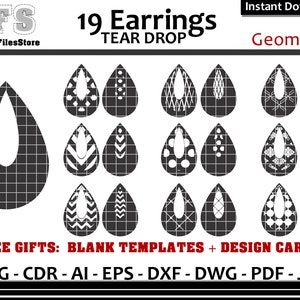 Earrings SVG Tear Drop Geometric Cut Files + Gifts