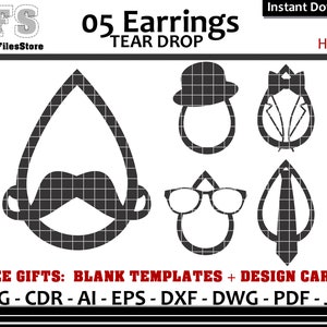 Earrings SVG Tear Drop Hipster Cut Files + Gifts