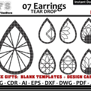 Earrings SVG Tear Drop Boho Cut Files + Gifts