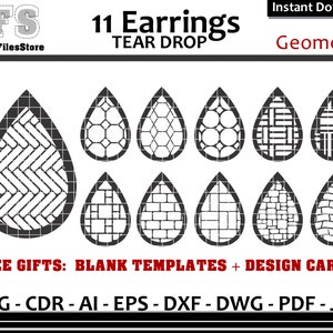 Earrings SVG Tear Drop Geometric Cut Files + Gifts