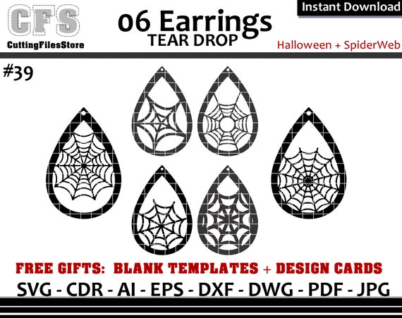 Download Earrings Svg Tear Drop Halloween Spider Cut Files Gifts Clip Art Art Collectibles