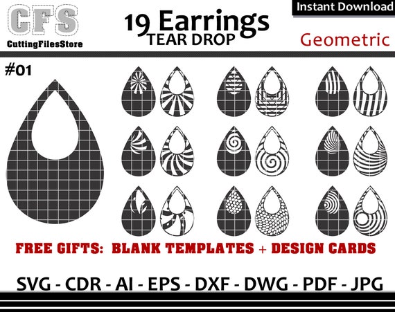 Earrings Svg Tear Drop Geometric Cut Files Gifts Etsy