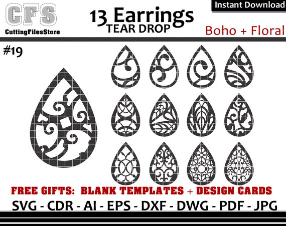 Download Free Earrings Svg Tear Drop Boho Floral Cut Files Gifts Etsy SVG Cut Files