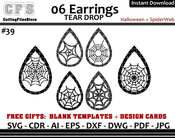 Download Earrings Svg Tear Drop Halloween Spider Web Cut Files Gifts Etsy