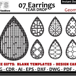 Earrings SVG Tear Drop Geometric Cut Files + Gifts