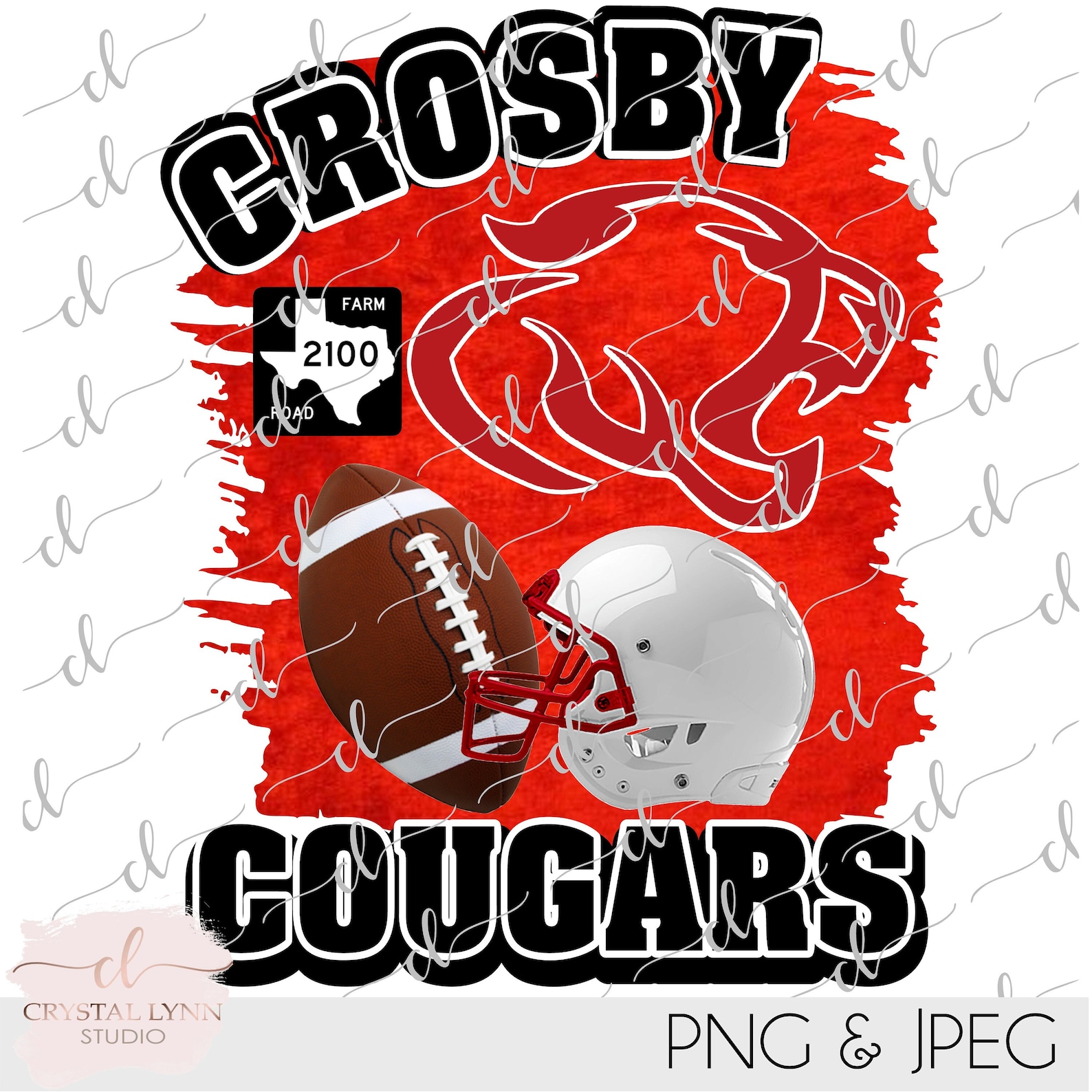 Crosby Cougars Football FM 2100 - School Spirt- Instant Download - Etsy