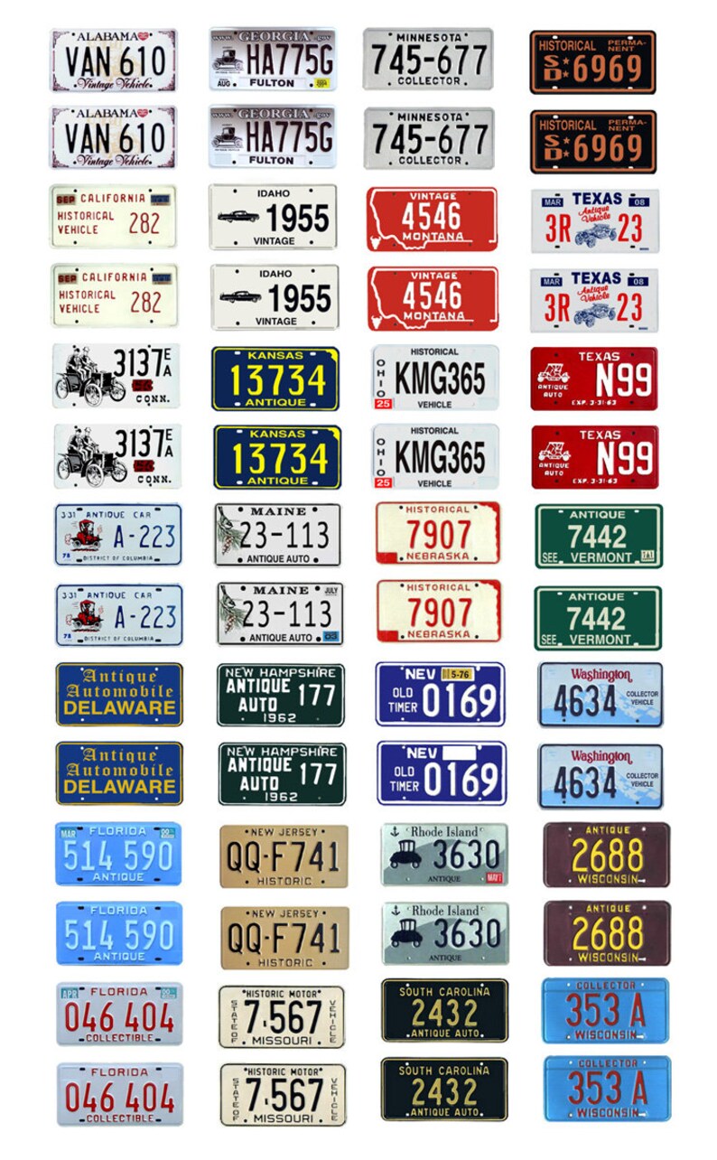 Scale model car USA historic license tag plates Etsy Scale model car USA historic license tag plates Etsy