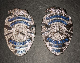 Emergency! Squad 51 Los Angeles County Fire Department Johnny and Roy TV prop badge set