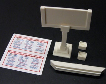 1:25 G scale model diner carhop menu  board with speaker