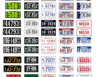scale model car assorted USA license plates Arkansas state tags