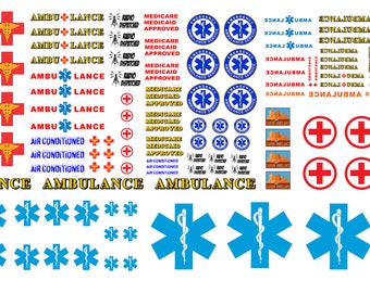 1:43 scale model ambulance signs markings waterslide decals