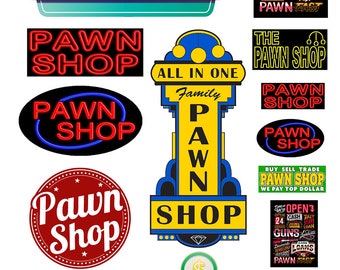 miniature scale model diorama pawn shop signs store posters