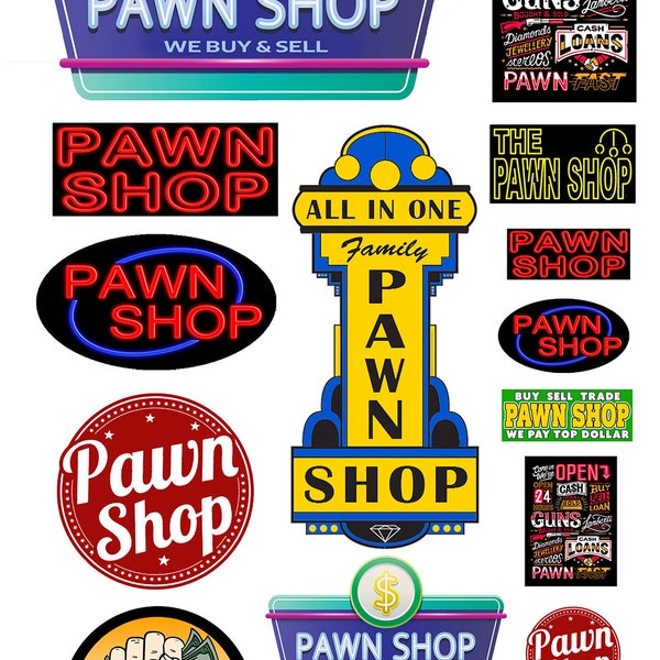 miniature scale model diorama pawn shop signs store posters