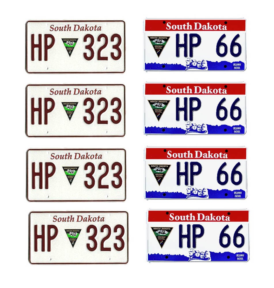 Scale model South Dakota Highway Patrol police car license