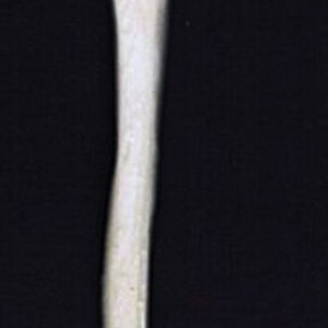 May include: A white wooden axe with a curved handle.