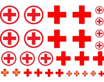 1:25 scale model red cross ambulance decals
