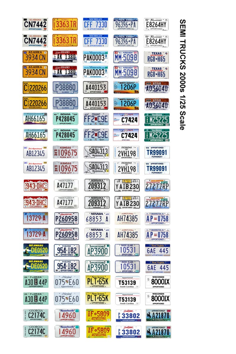 Scale Model Semi Truck2000s Apportioned Miniature License Plates Tags 1 ...