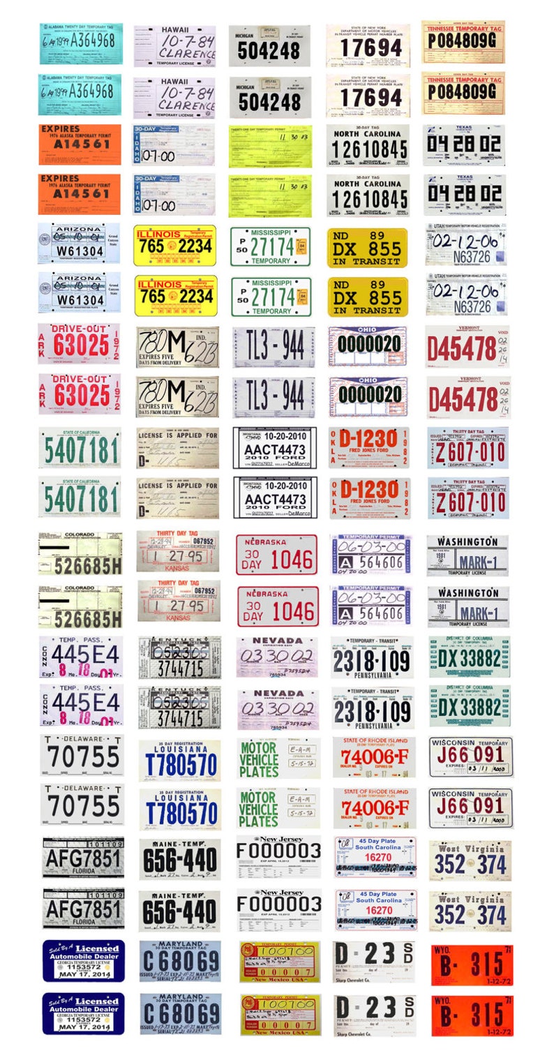 Set of 50 Scale Model 30 Day Temporary Car License Tag Plates Etsy