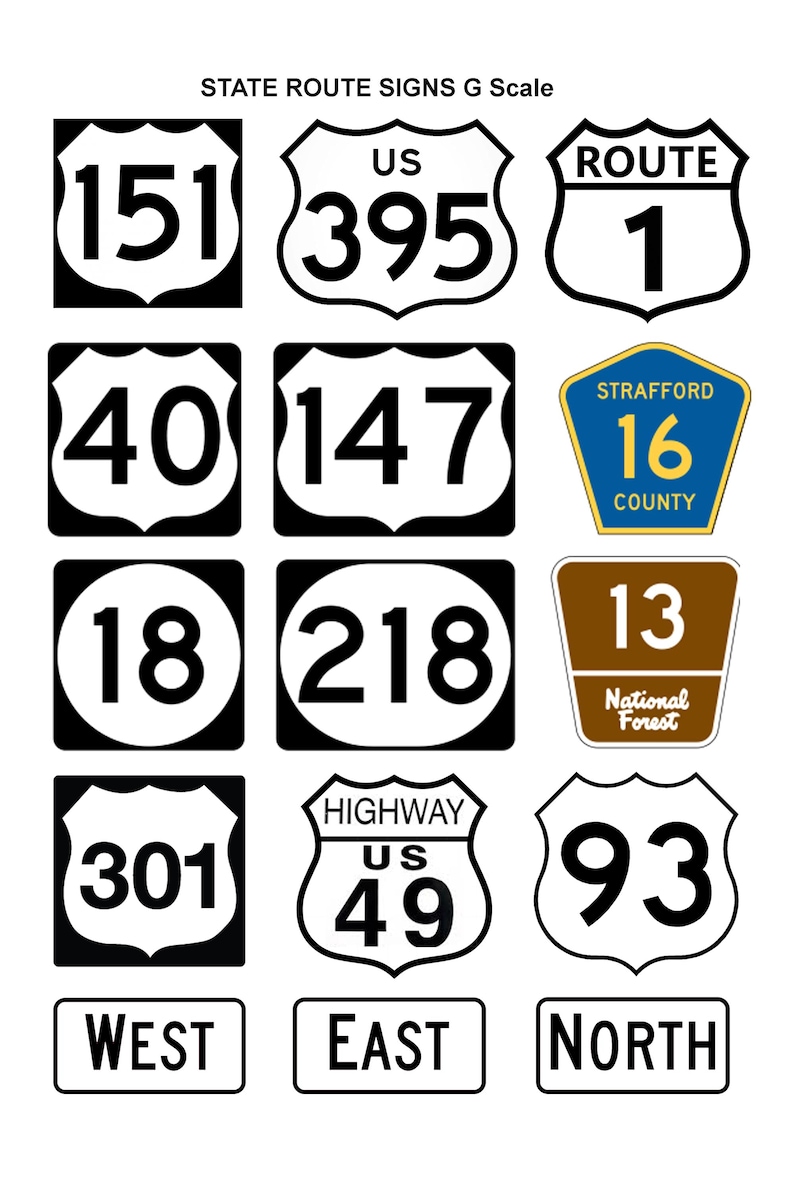 Miniature Scale Model State Route Highway Road Traffic Signs - Etsy