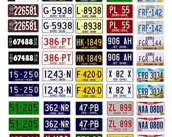 scale model car assorted USA license plates Ohio state tags