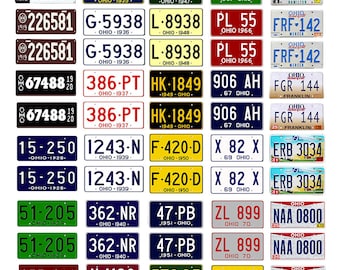 scale model car assorted USA license plates Ohio state tags