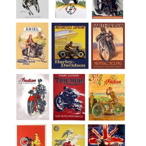 miniature 1:25 G scale model vintage motorcycle posters