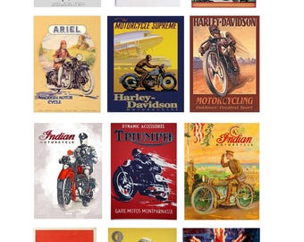 miniature 1:25 G scale model vintage motorcycle posters