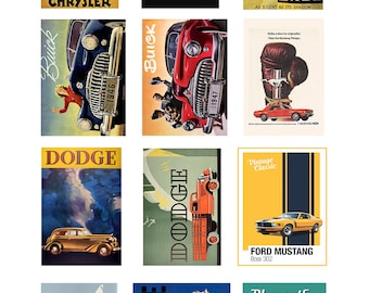 miniature scale model vintage car automobile posters