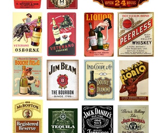 miniature scale model vintage liquor alcohol bar signs posters