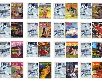 1:25 G scale model miniature detective magazines true crime bondage covers