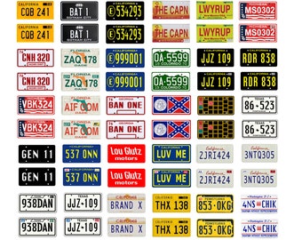 scale model car movie TV license tag plates