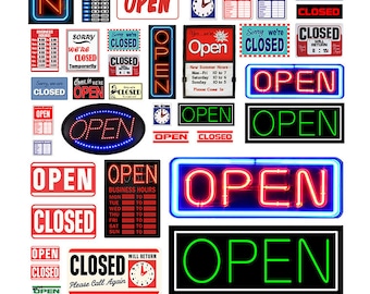 miniature 1:25 G scale model open closed Signs