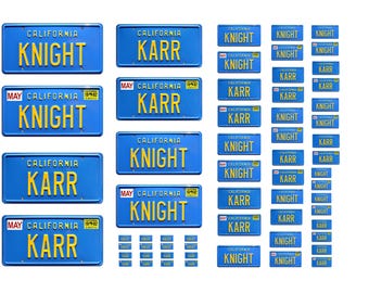 Assorted scale model car Knight Rider license plates tags