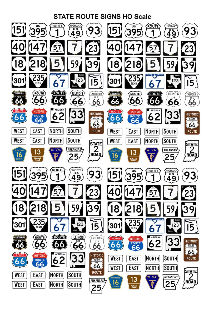 Miniature Scale Model State Route Highway Road Traffic Signs - Etsy