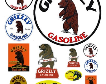 miniature scale model Grizzly gasoline station gas signs