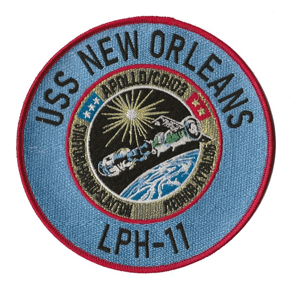 USS New Orleans LPH11 NASA Apollo-Soyuz space program US Navy ship recovery force patch