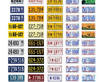 scale model car assorted USA license plates North Carolina state tags 1/18 1/25 1/43 1/64