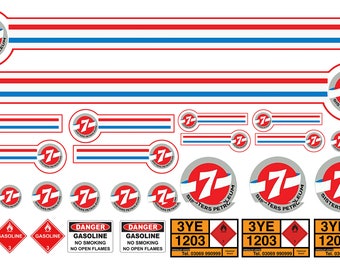 1:25 scale model Mad Max 7 Sisters Petroleum gasoline tank truck decals