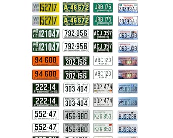 scale model car assorted USA license plates Washington state  tags 1/18 1/25 1/43 1/64