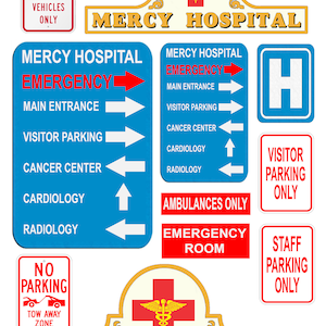 miniature scale model diorama hospital signs