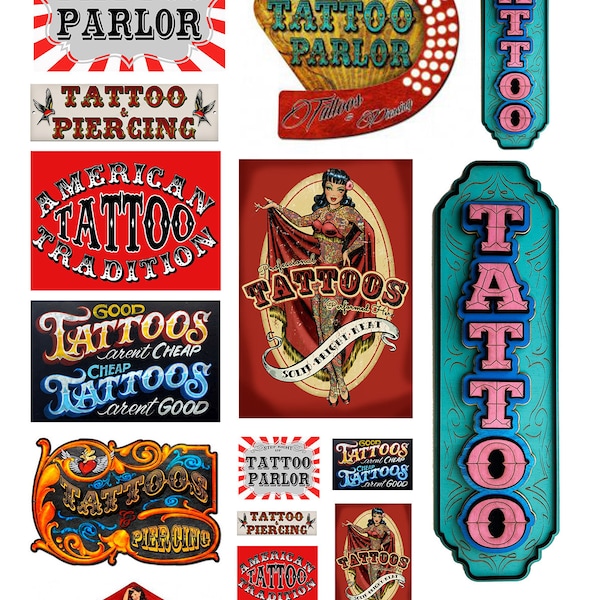 miniature scale model diorama tattoo parlor shop piercing signs