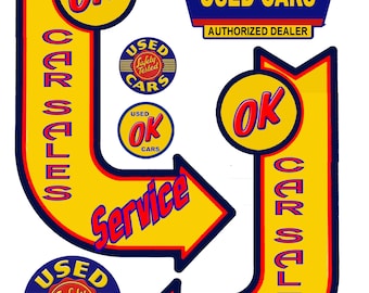 miniature scale model used car automobile sales dealer signs