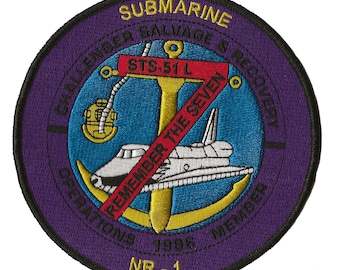 Submarine NR-1 NASA space shuttle STS-51L Challenger disaster recovery salvage patch