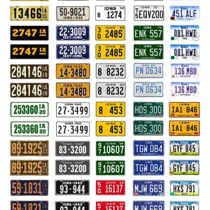 scale model car assorted USA license plates Iowa state tags  1/18 1/25 1/43 1/64