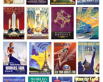 miniature scale model car World's Fair posters